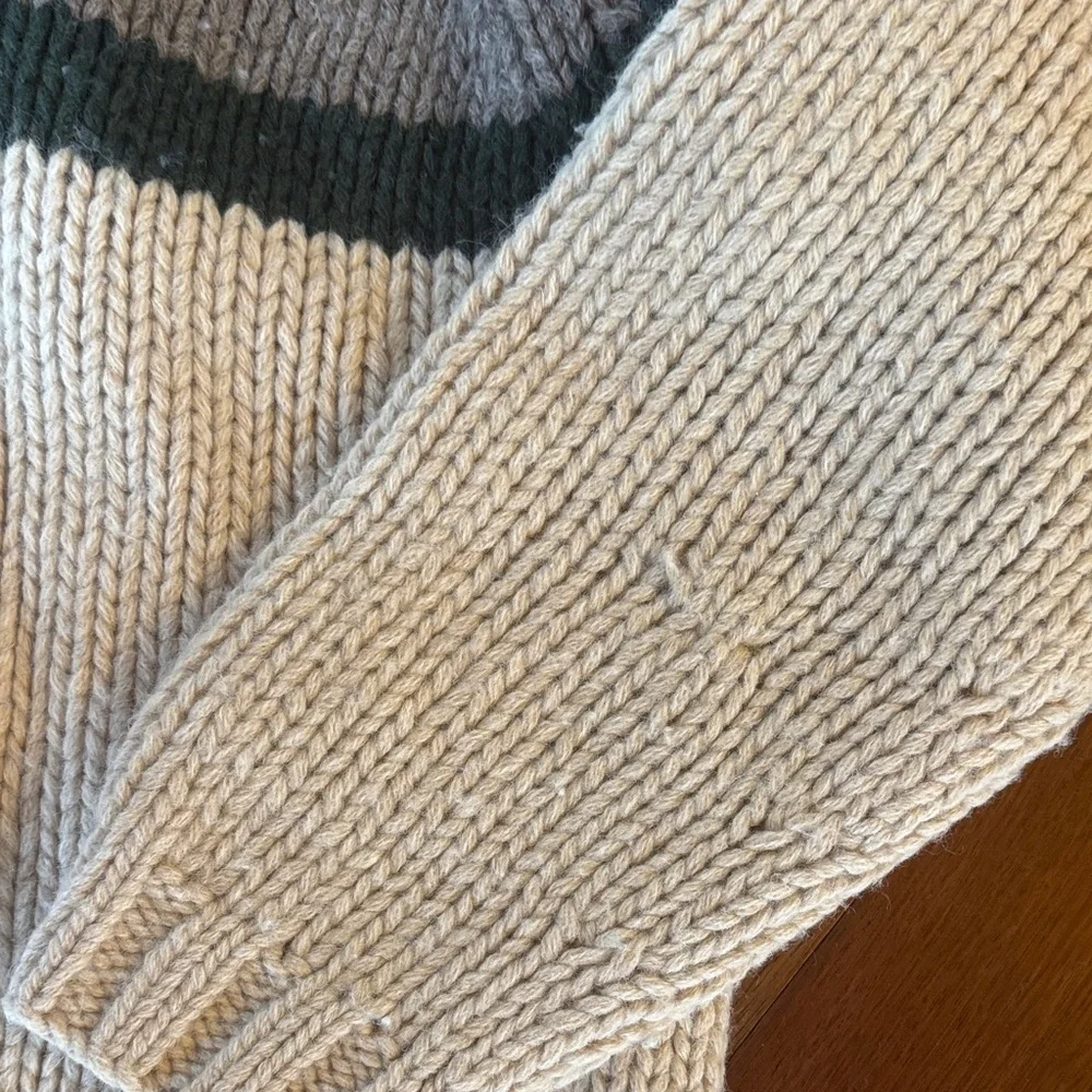 J. Crew Beige and Olive Crewneck Sweater - Picture 3 of 4